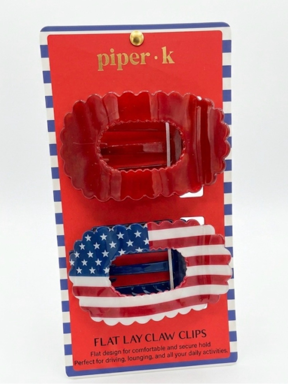 NWT ⚜️🇺🇸⚜️ PIPER K 4th of July FLAT LAY CLAW CLIPS SET OF 2